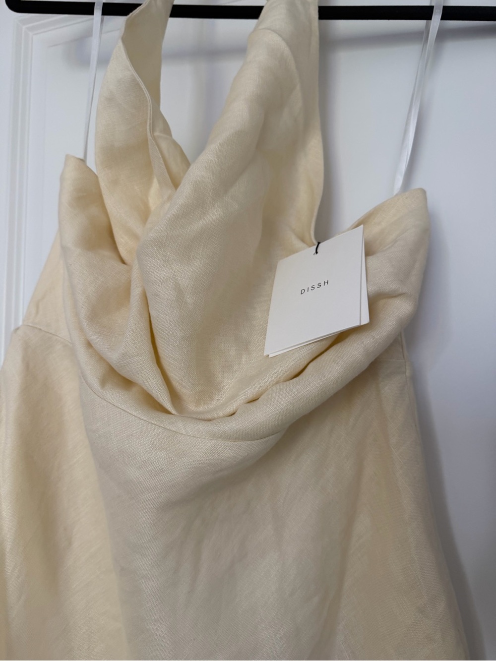 DISSH Cream Linen Cowl Neck Dress